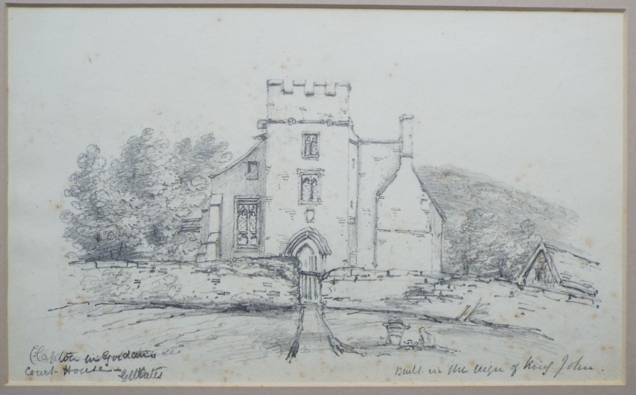 Pencil Drawing - Clapton in Gordano Court House. Built in the reign of King John.