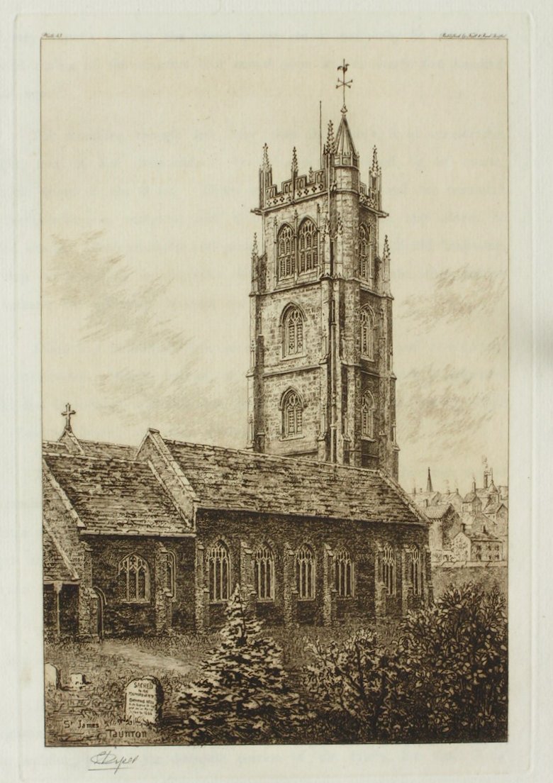 Etching - St. James's, Taunton - Piper