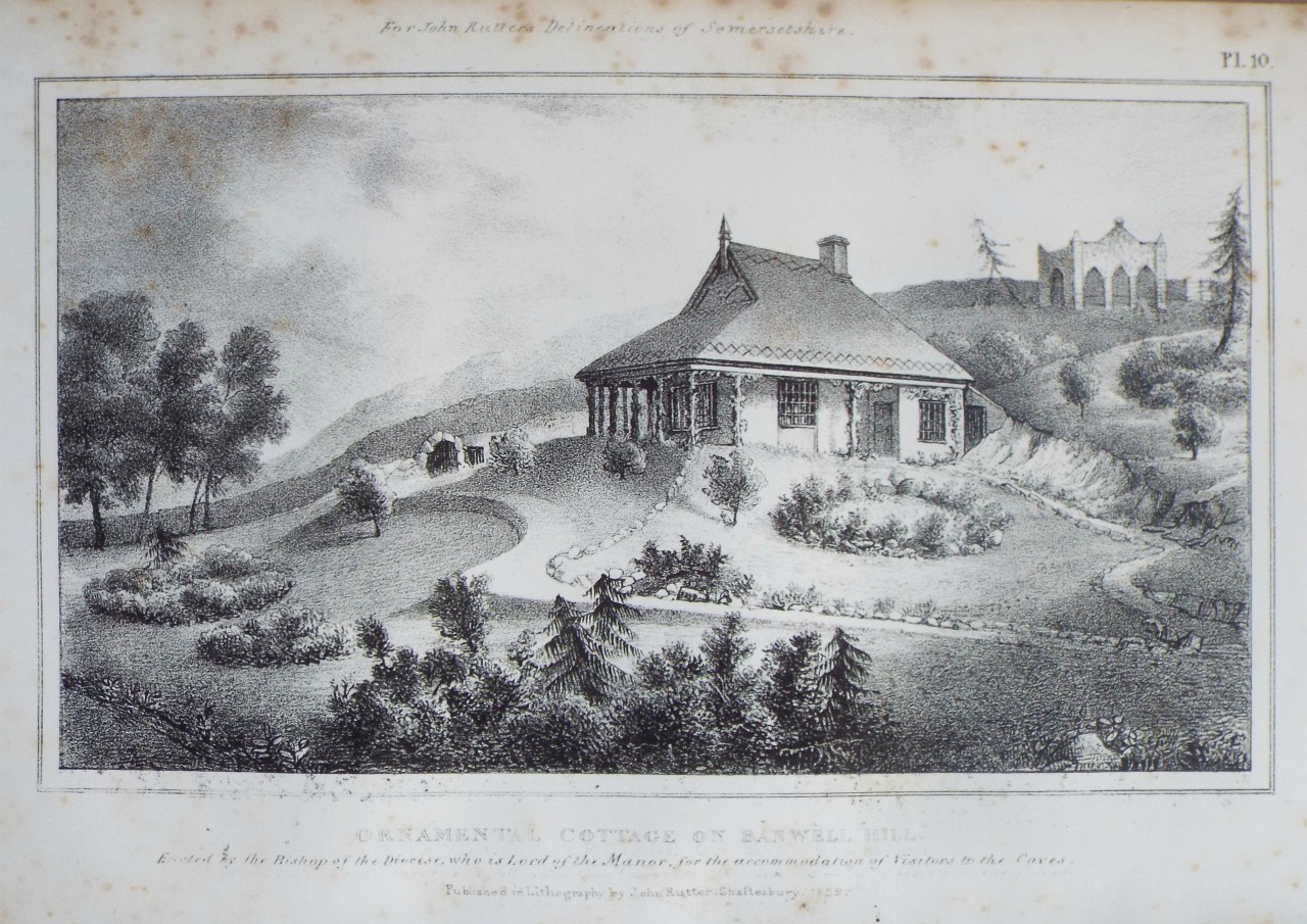 Lithograph - Ornamental Cottage on Banwell Hill.