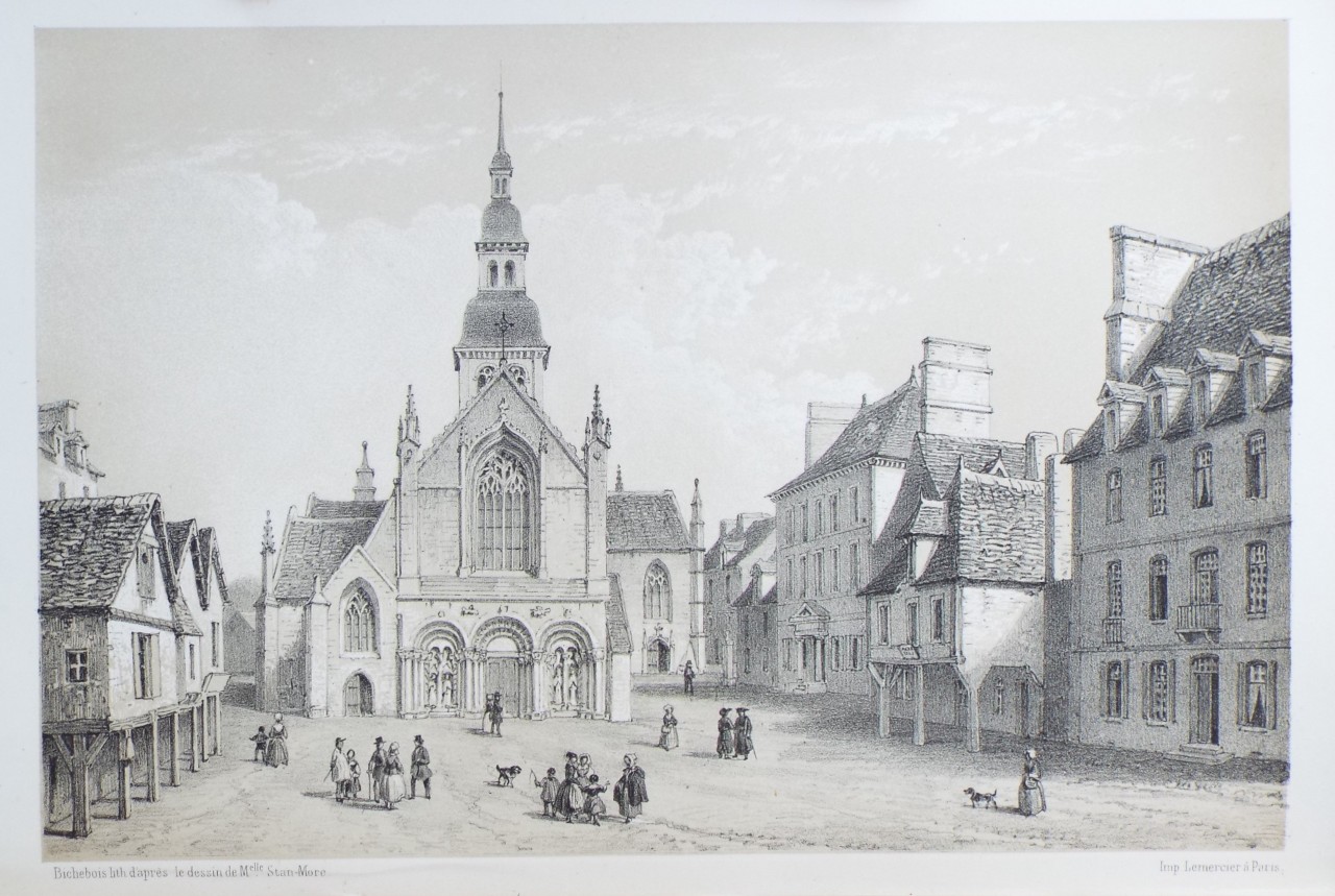 Lithograph - Eglise et Place de St. Sauveur. - 