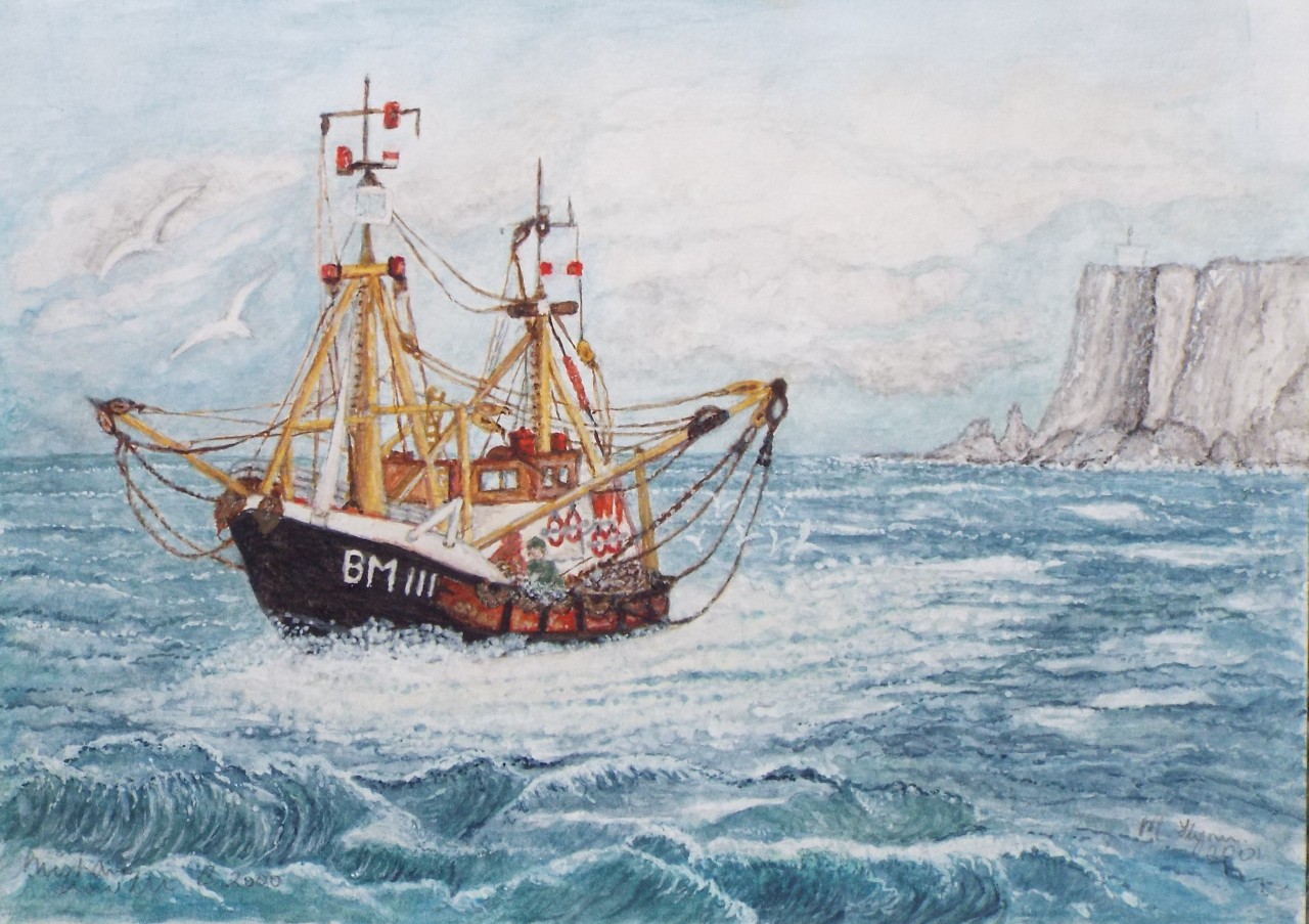 Watercolour - Brixham Trawler off Berry Head