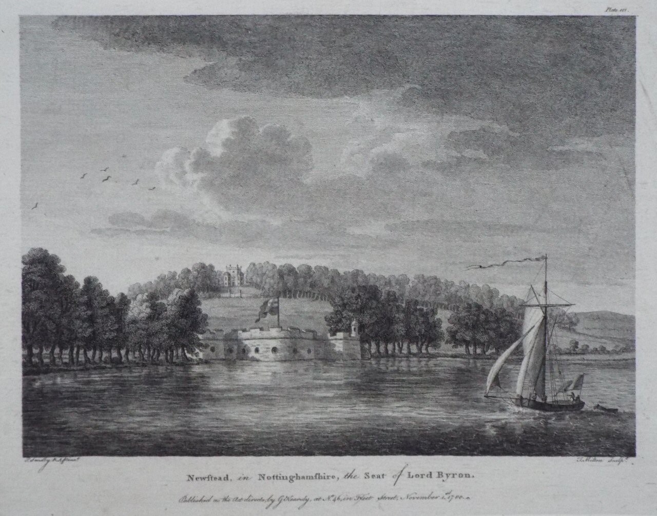 Print - Newstead, in Nottinghamshire, the Seat of Lord Byron. - Milton