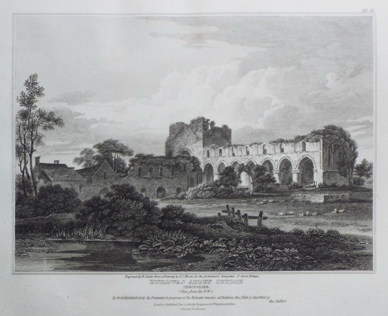 Print - Buildwas Abbey-Church: Shropshire. (View from the N. W.) - Sands