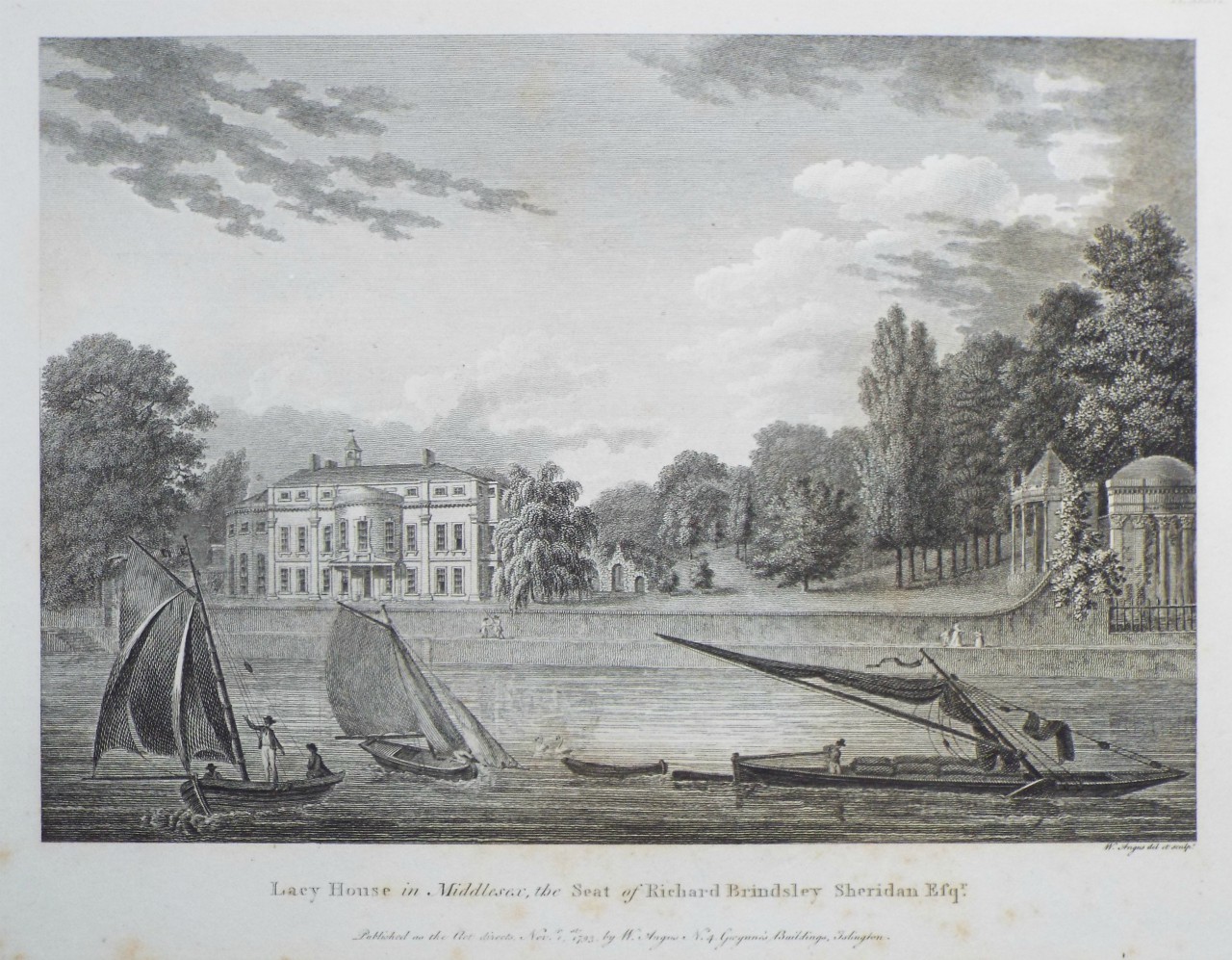 Print - Lacy House in Middlesex, the Seat of Richard Brindsley Sheridan Esqr. - Angus