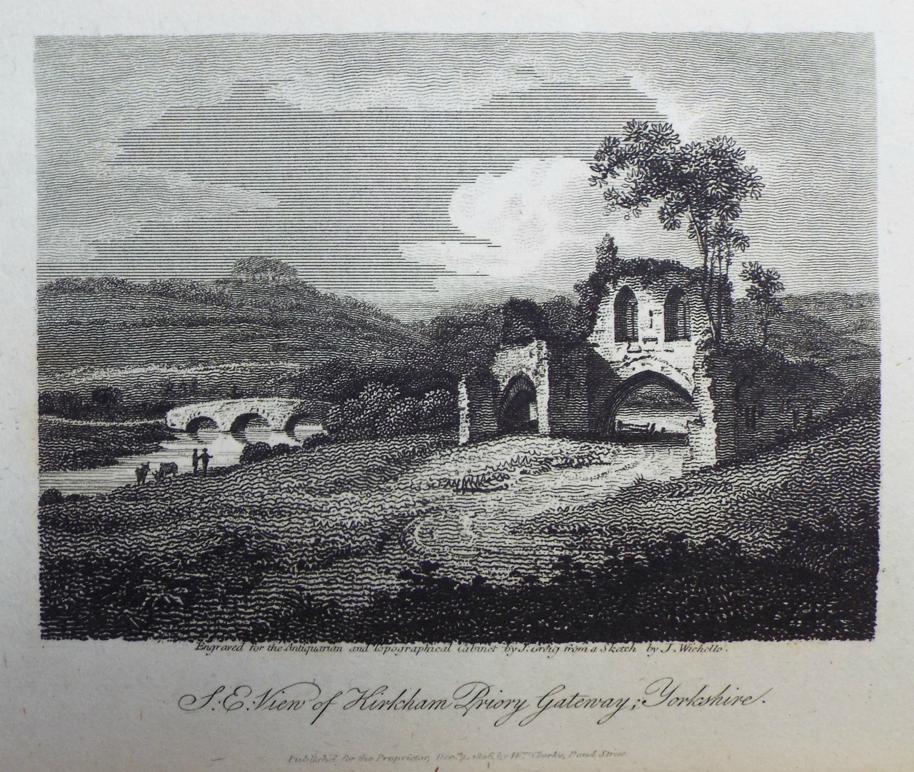 Print - S.E. of View of Kirkham Priory Gateway, Yorkshire. - Greig