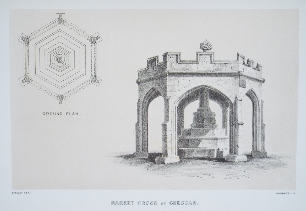 Lithograph - Market Cross at Cheddar. - 