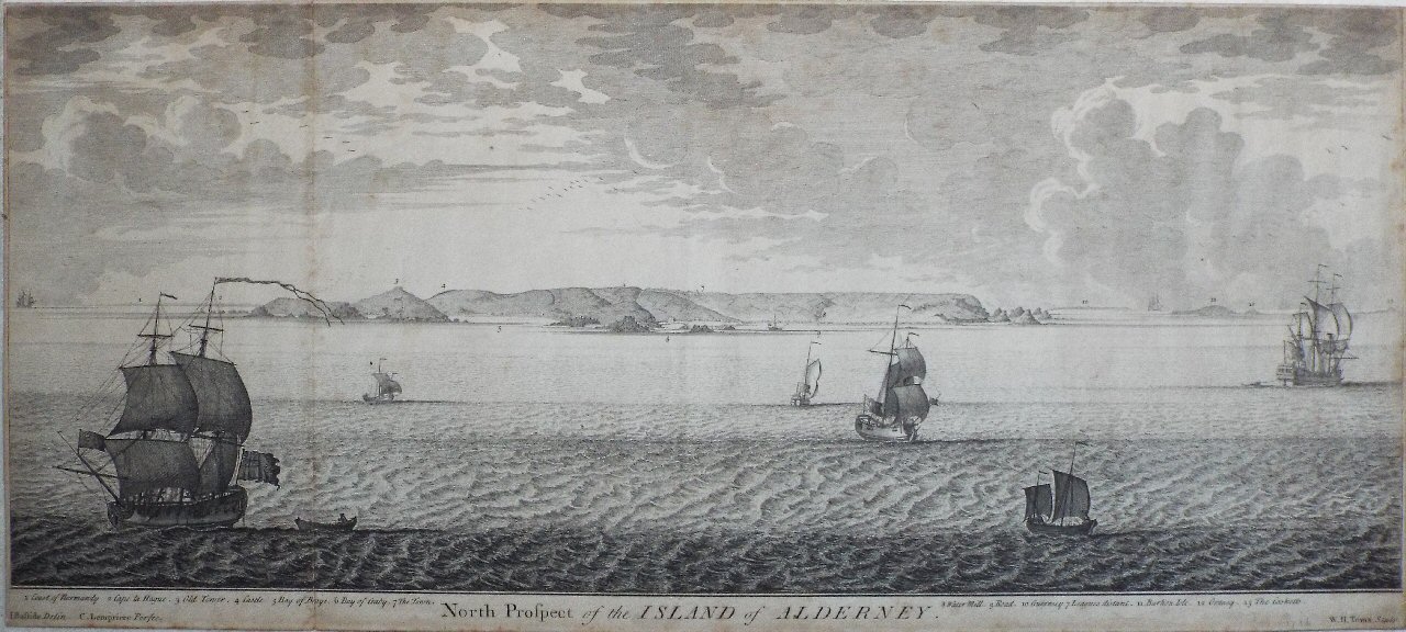 Print - North Prospect of the Island of Alderney. - Toms