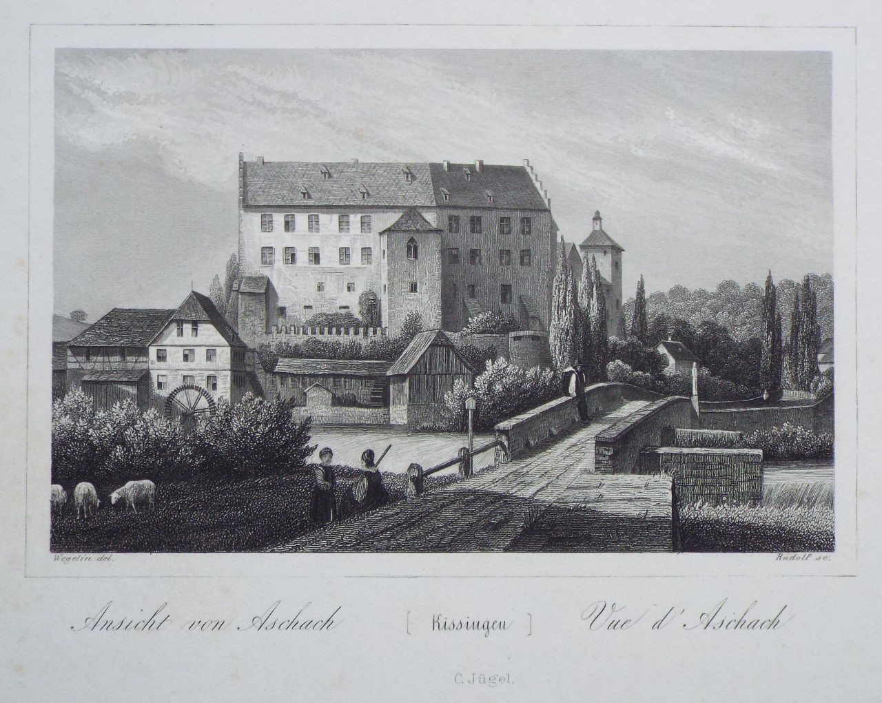 Print - Ansicht von Aschach (Kissingen) Vue d' Aschach - 
