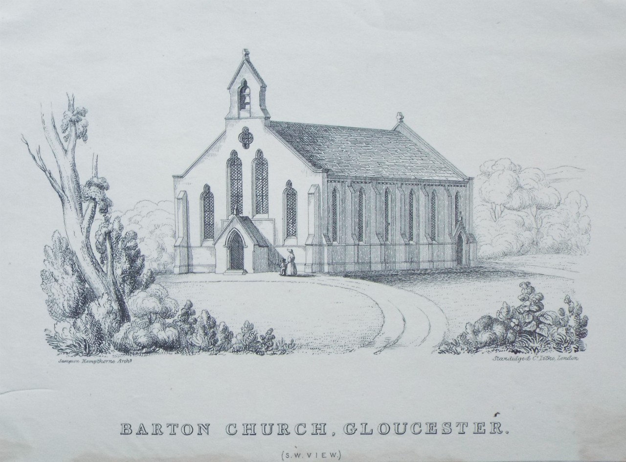 Lithograph - Barton Church, Gloucester. (S.W. View)