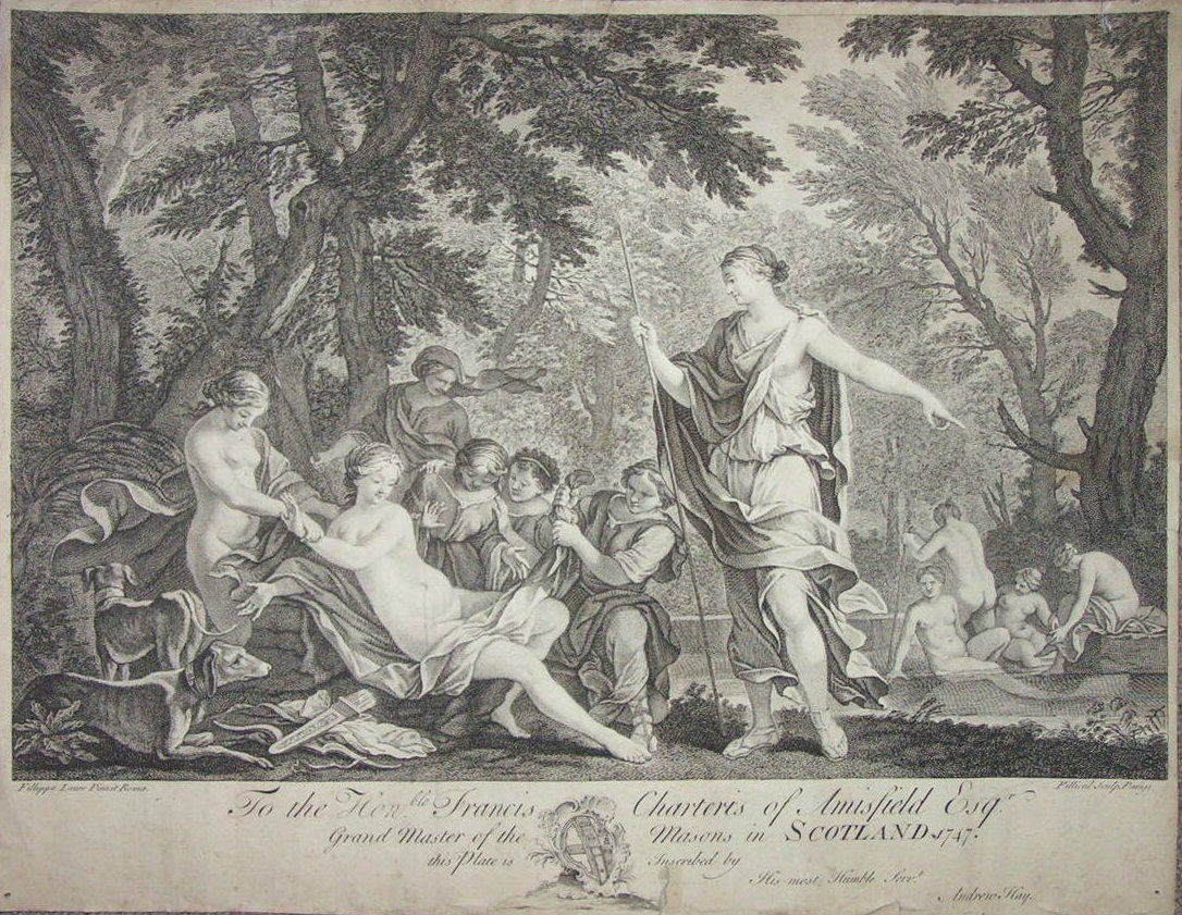 Print - To The Hon Francis Charteris Of Amisfield Esq Grand Master Of The Masons In Scotland 1747.This Plate Is Inscribed By His Most Humble Servant Andrew Hay. - Filloeul