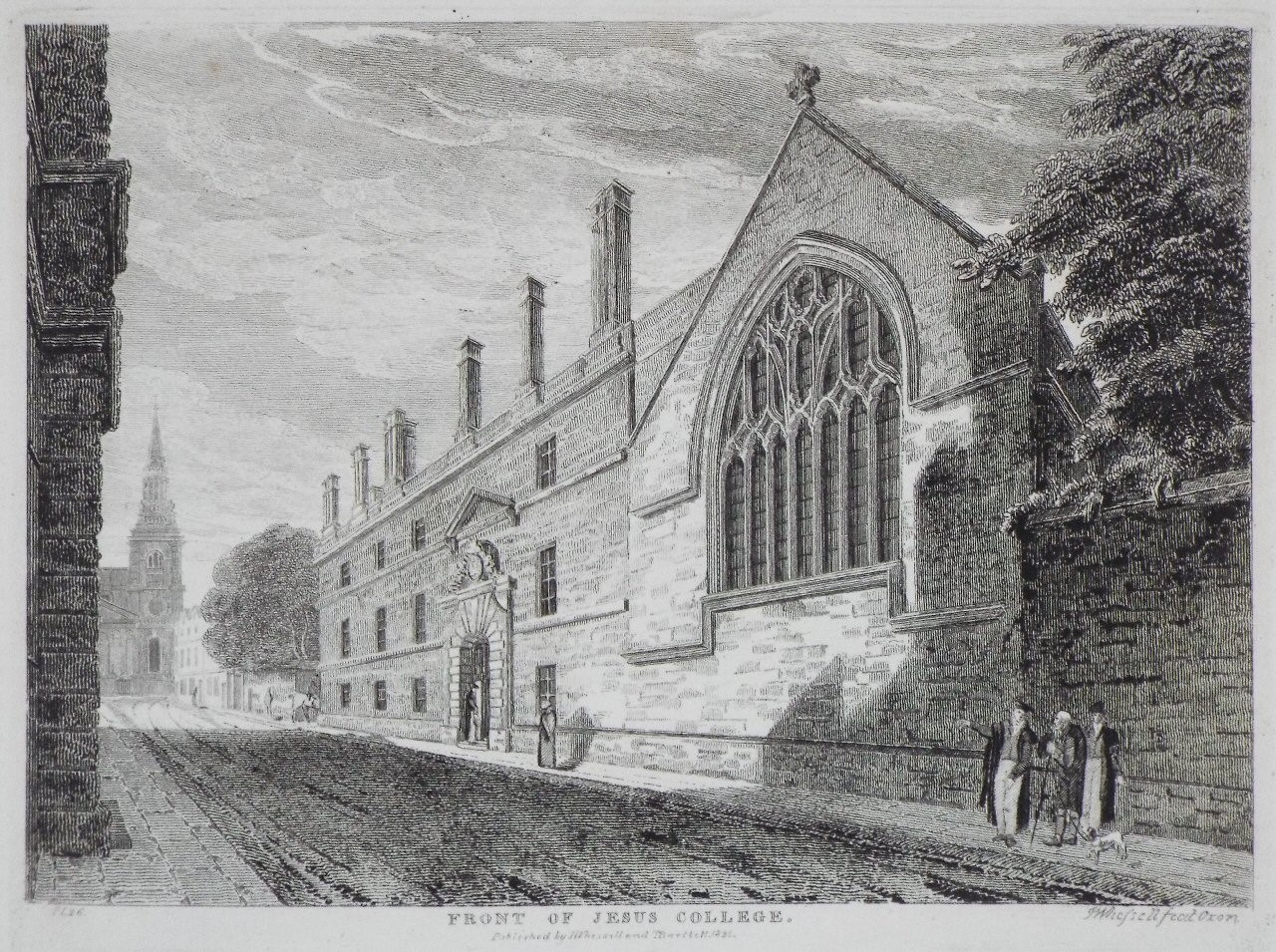 Print - Front of Jesus College. - Whessell