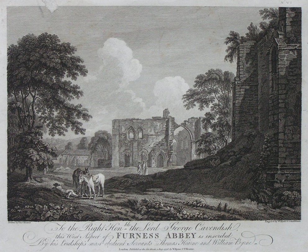 Print - To the Right Honble the Lord George Cavendish this West Aspect of Furness Abbey is inscribed by his Lordship's most obedient servants Thomas Hearne and William Byrne. - Byrne