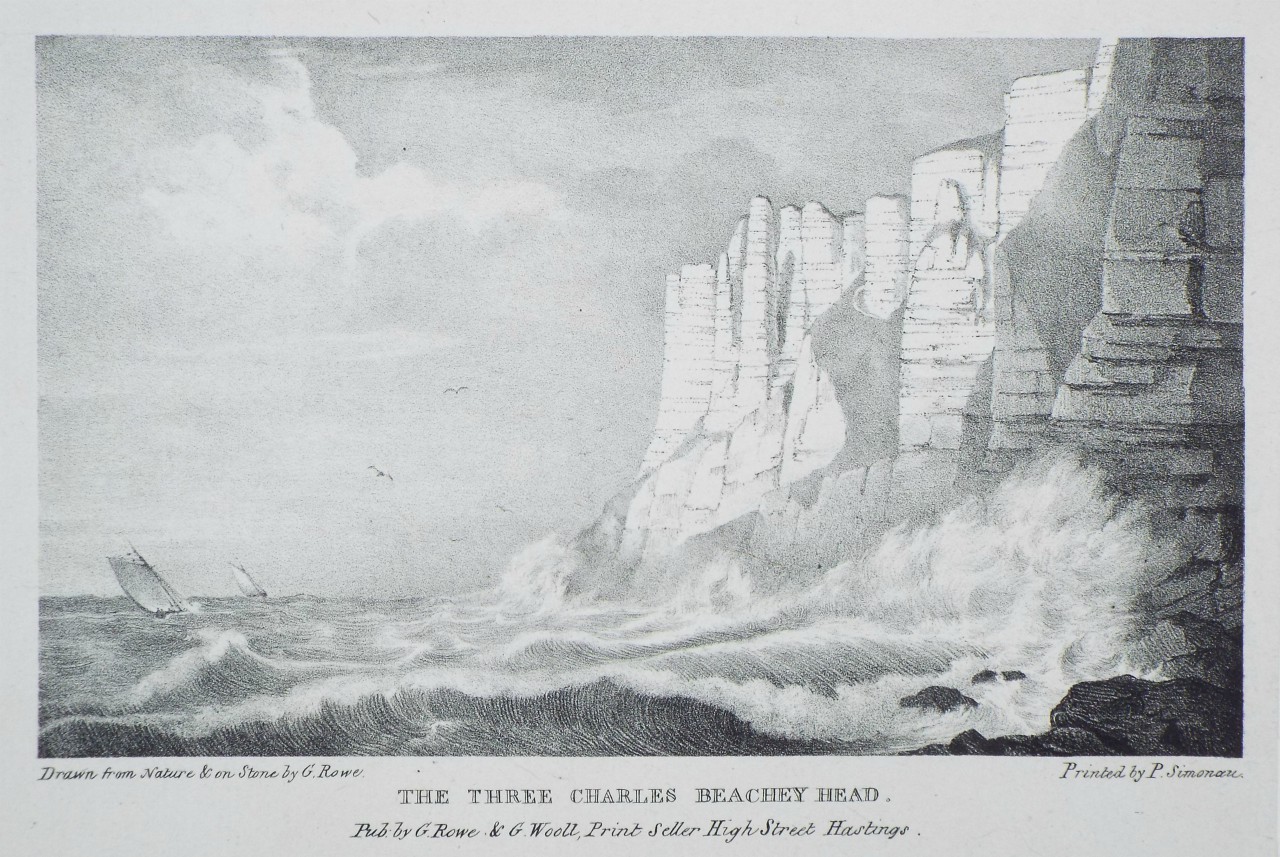 Lithograph - The Three Charles Beachey Head. - Rowe