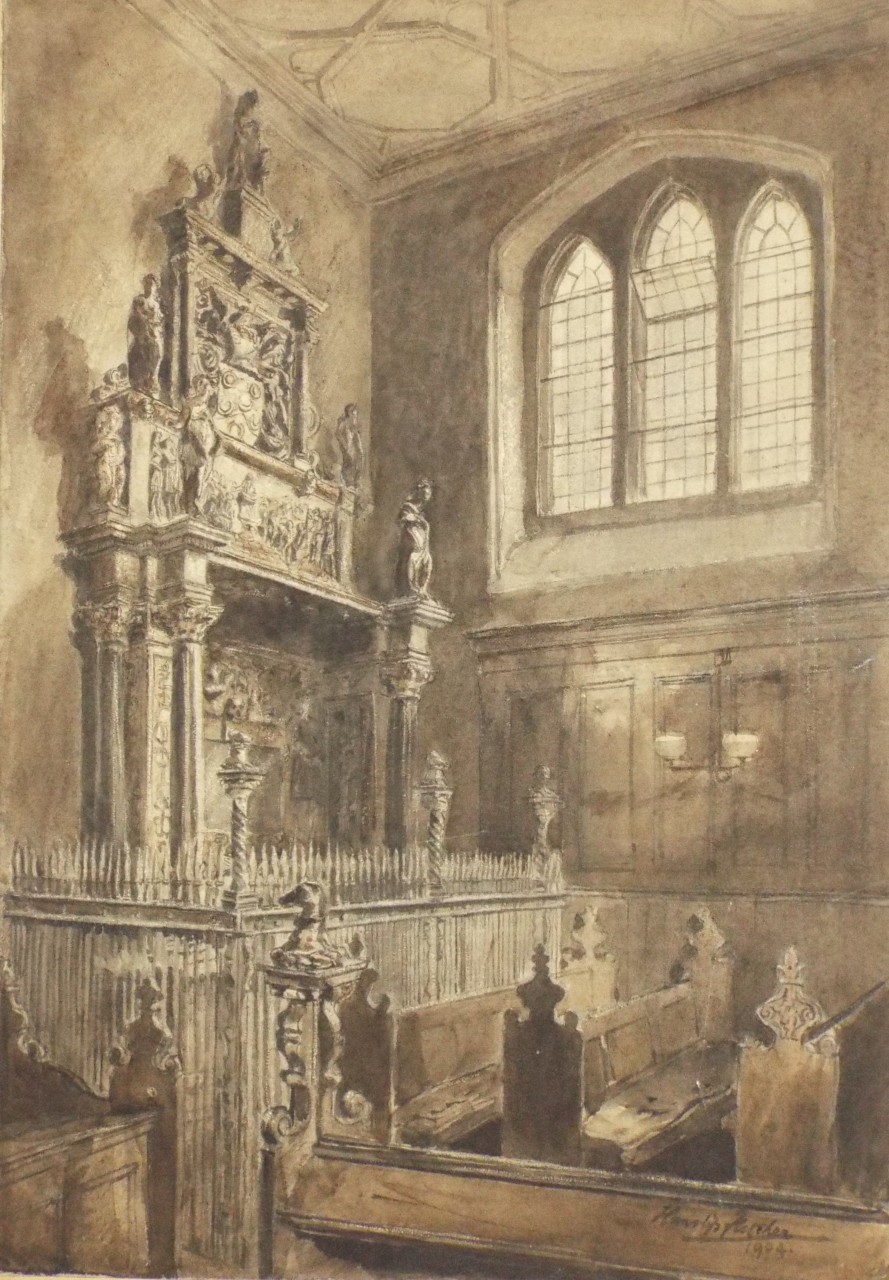 Watercolour - The Founder's Tomb, The Charterhouse, London