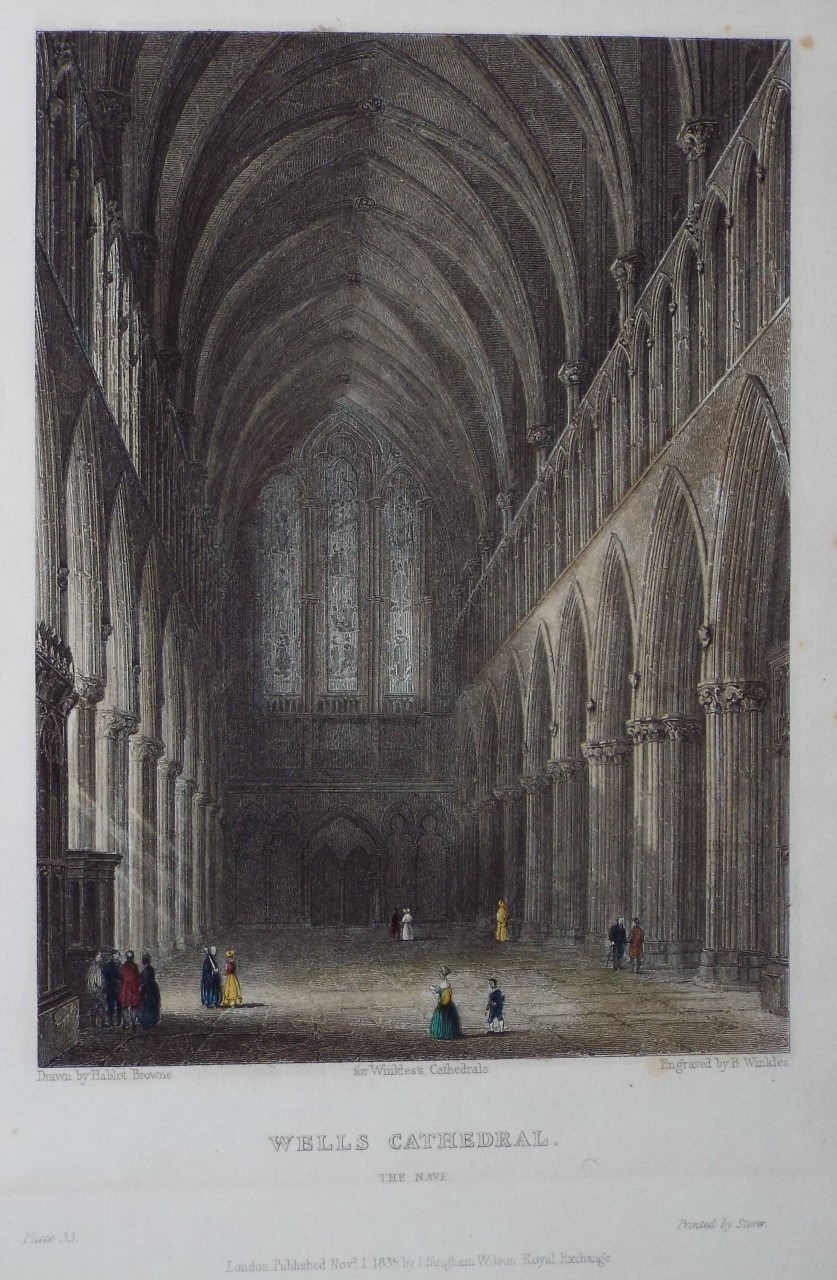 Print - Wells Cathedral. The Nave - Winkles