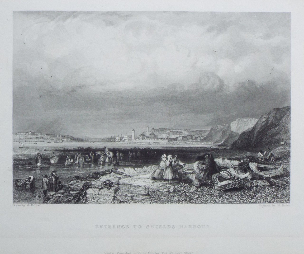 Print - Entrance to Shields Harbour. - Finden