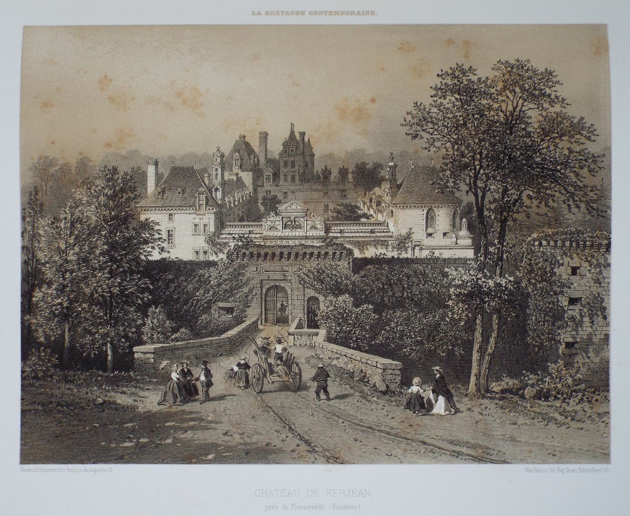 Lithograph - Chateau de Kerjean, pres de Plouzevede. (Finistere) - Ciceri