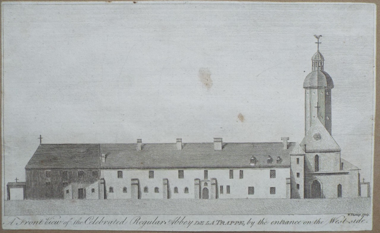 Print - A Front View of the Celebrated Regular Abbey de la Trappe, by the entrance on the West side. - Thomas