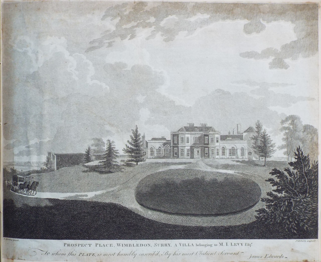 Print - Prospect Place, Wimbledon, Surry, A Villa belonging to M. I. Levy  - Edwards