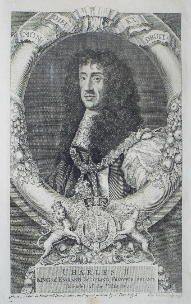 Print - Charles II. King of England, Scotland, France & Ireland, Defender of the Faith &c. - Vertue