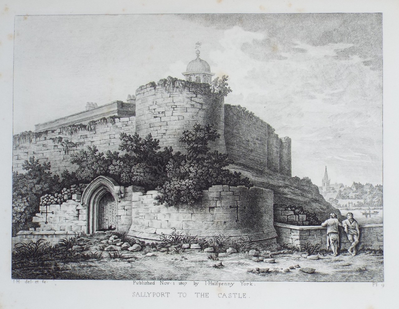 Etching - Sallyport to the Castle. - Halfpenny