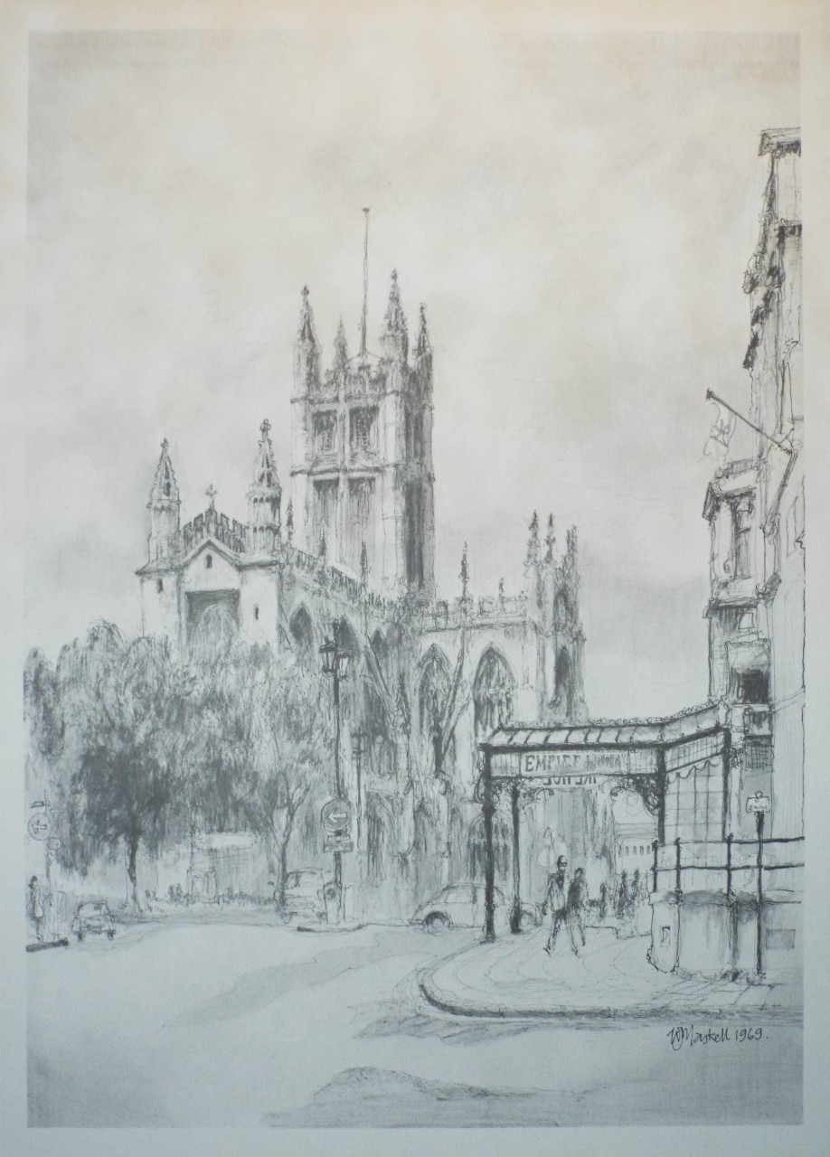 Photo-lithograph - Bath Abbey and the Orange Grove, Bath