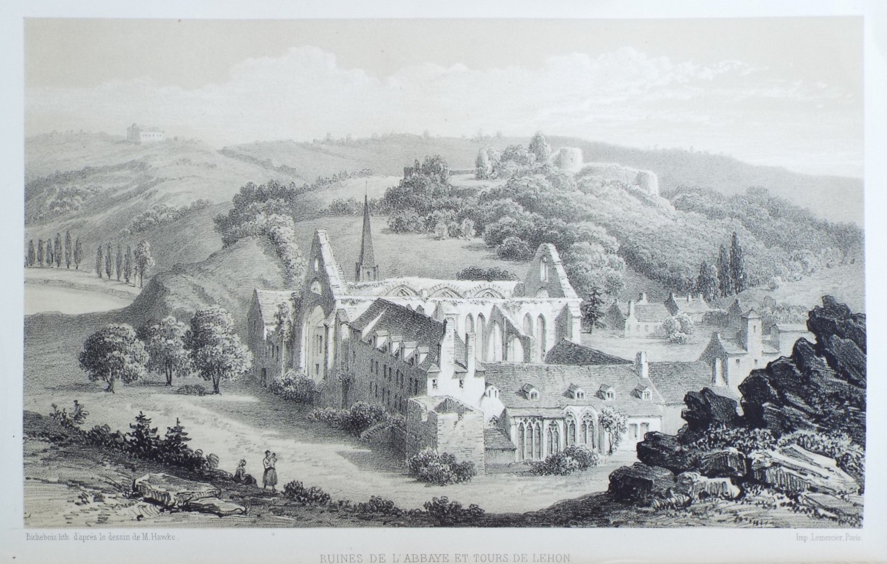 Lithograph - Ruines de l'Abbaye et Tours de Lehon. - 