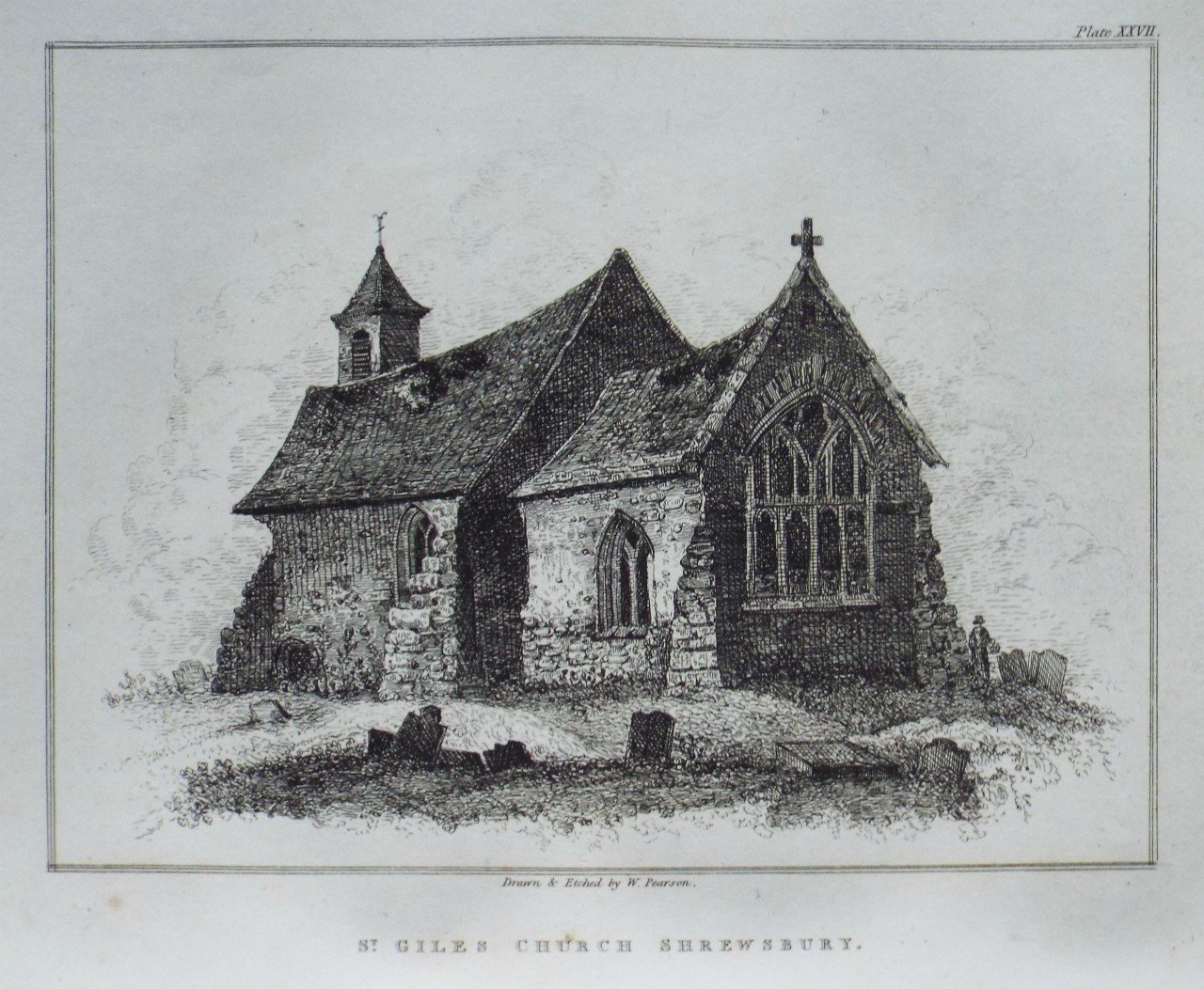 Etching - St. Giles Church Shrewsbury. - Pearson