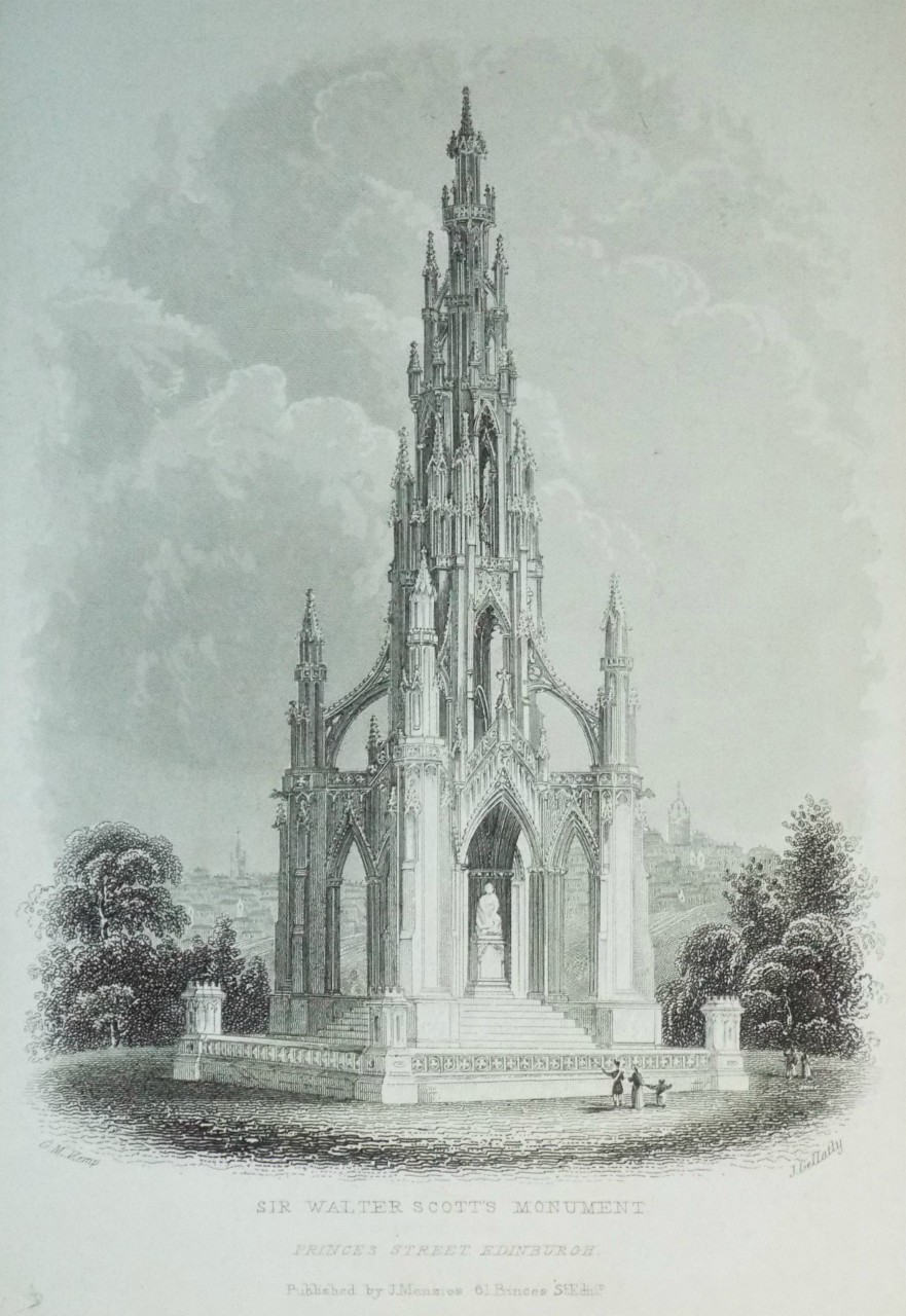 Steel Vignette - Sir Walter Scott's Monument, Princes Street Edinburgh. - Gellatly