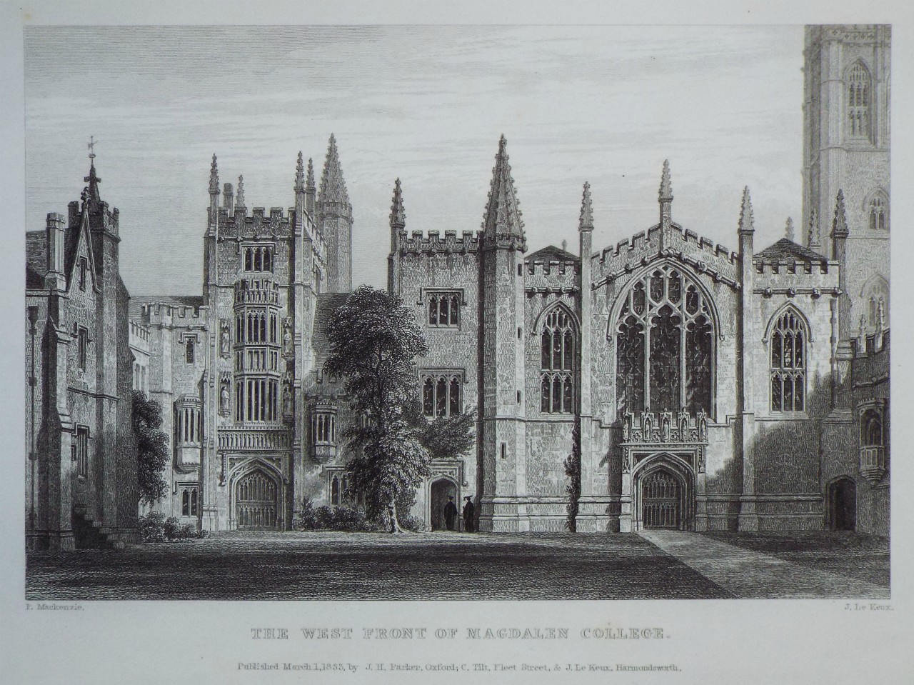 Print - The West Front of Magdalen College. - Le