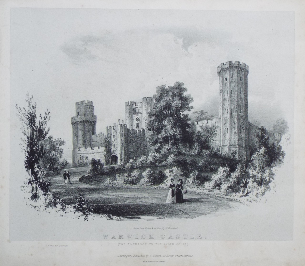 Lithograph - Warwick Castle. (The Entrance to the Inner Court.) - Brandard