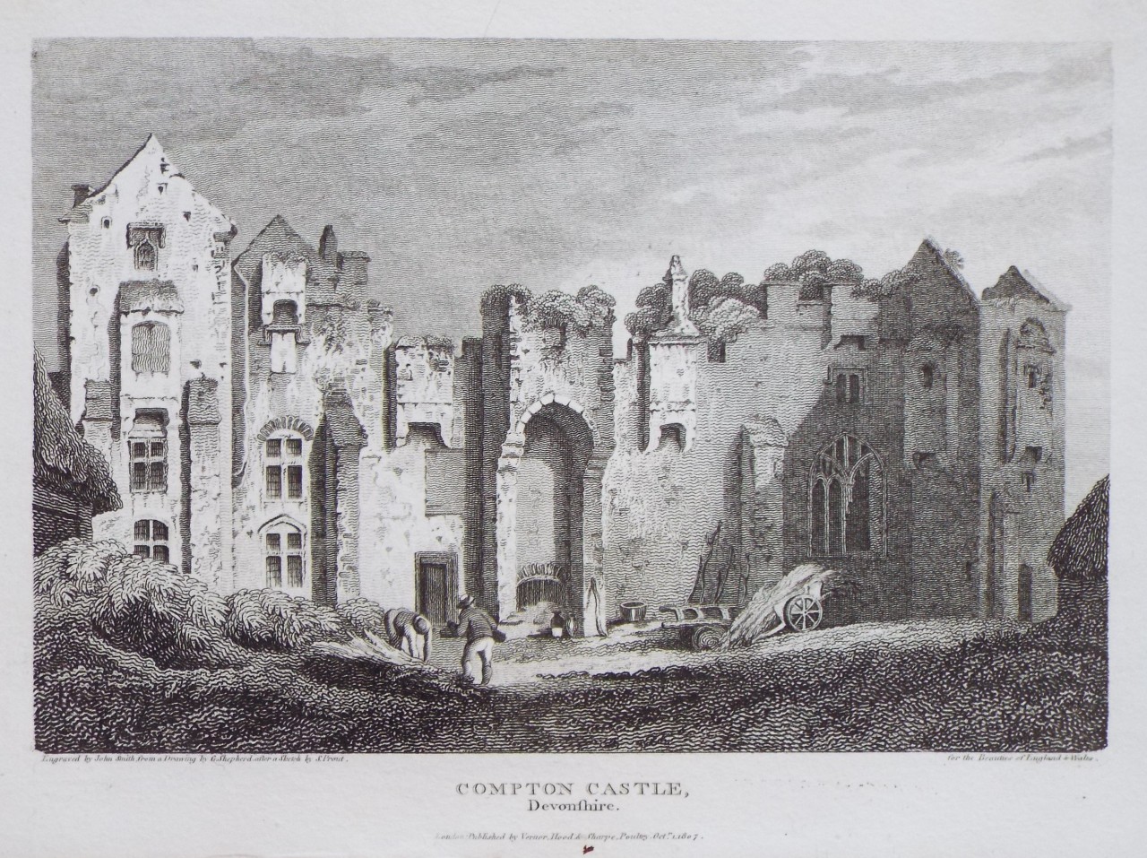 Print - Compton Castle, Devonshire. - Smith
