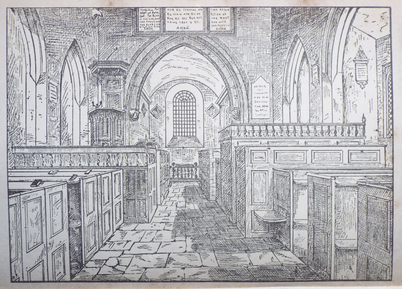 Lithograph - Swindon Holyrood Church - Interior of the Chancel