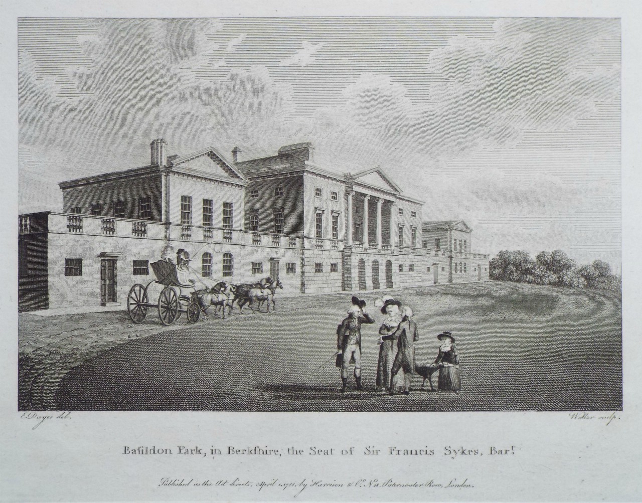 Print - Basildon Park, in Berkshire, the Seat of Sir Francis Sykes, Bart. - 