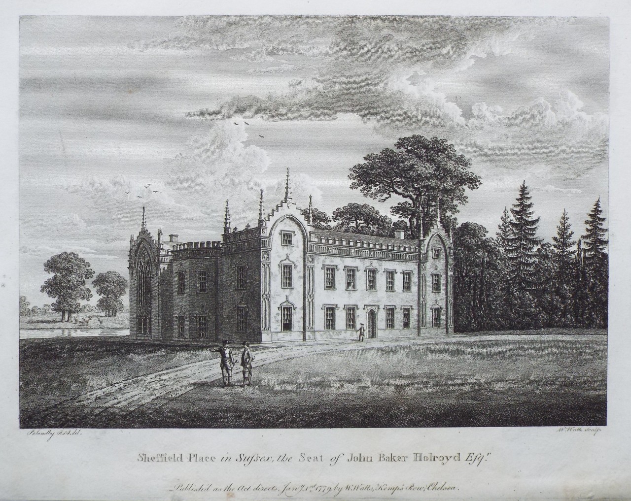 Print - Sheffield Place in Sussex, the Seat of John Baker Holroyd Esqr. - Watts