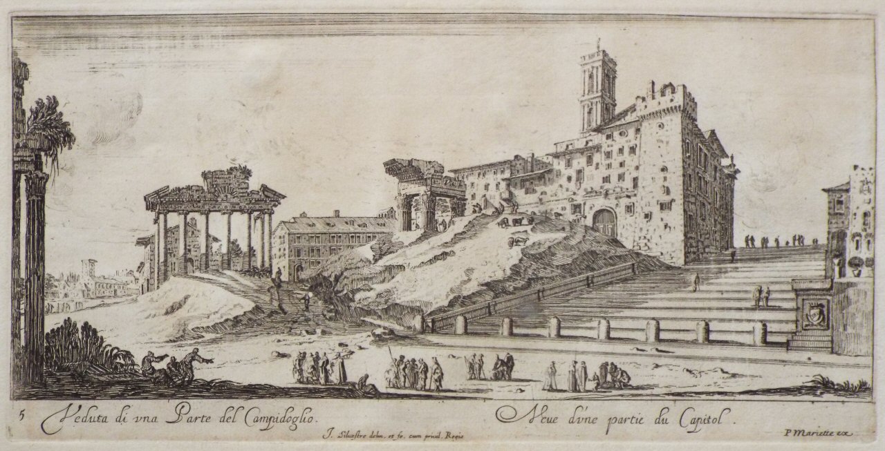 Etching - Veduta de una Parte del Campidoglio. Veue d'une partie du Capitol. - Silvestre