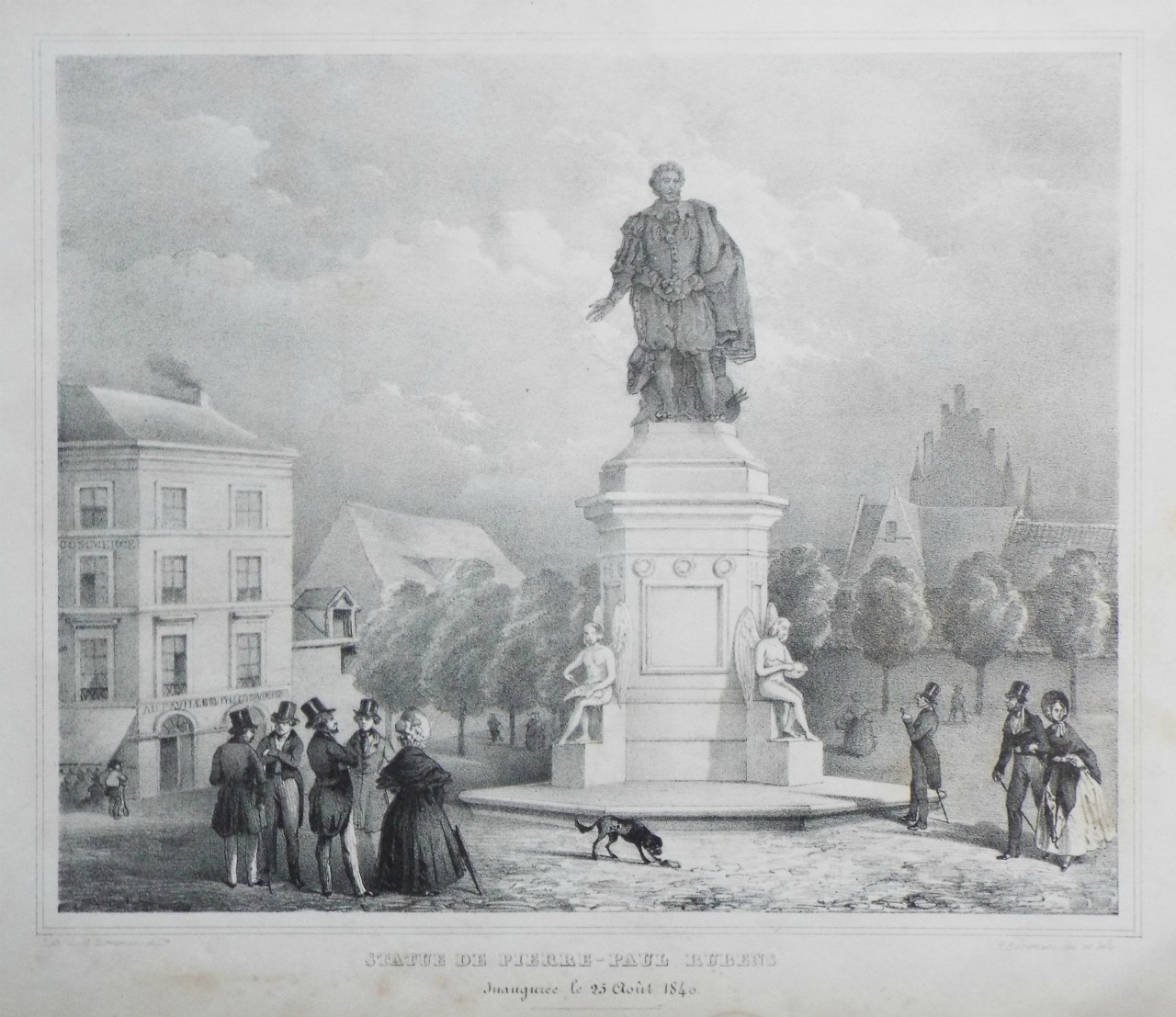 Lithograph - Statue de Pierre-Paul Rubens Inaguree le 25 Aout 1840.
