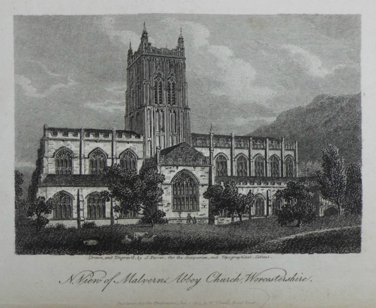 Print - N. View of Malvern Abbey Church, Worcestershire. - Storer