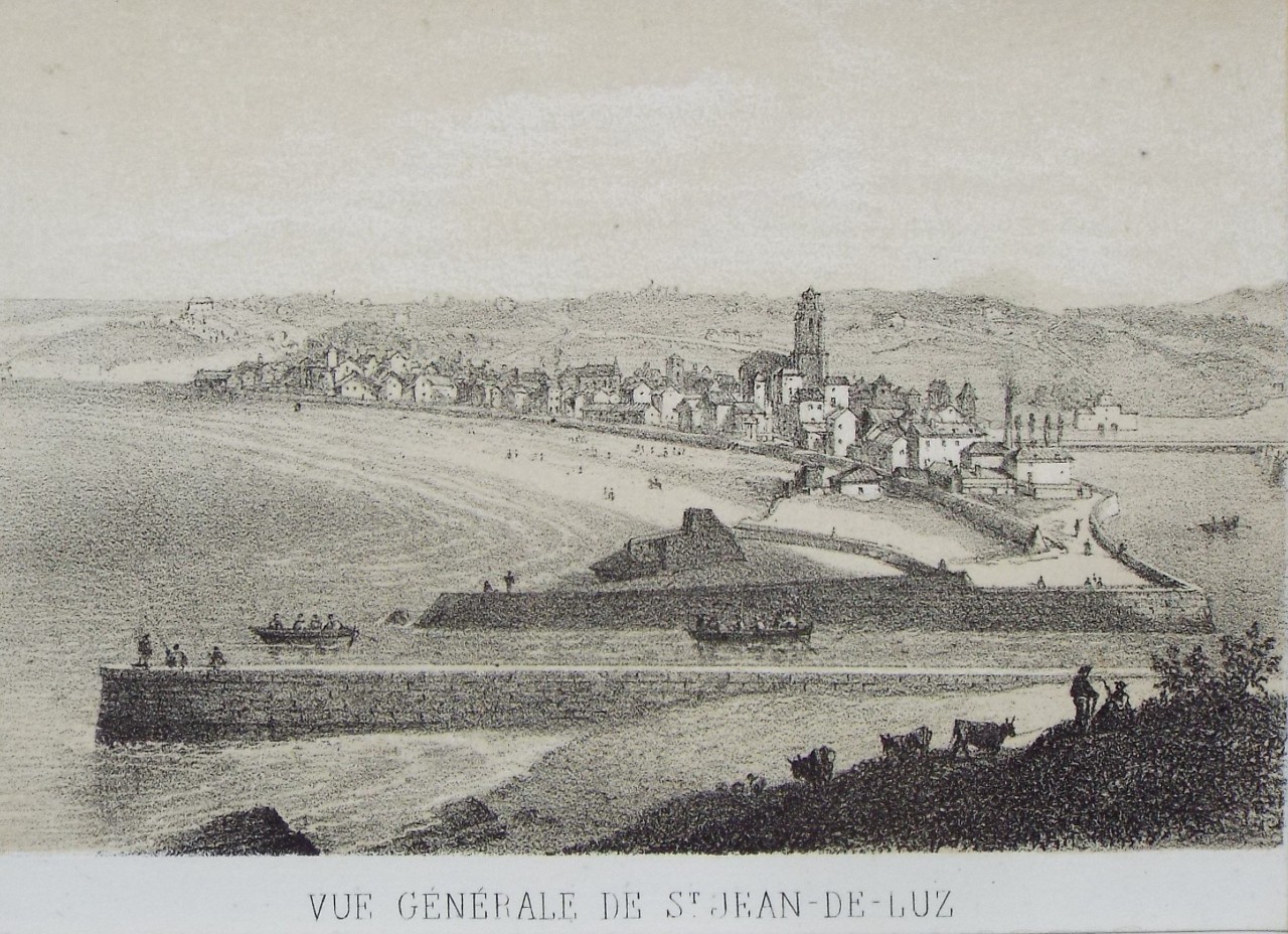 Lithograph - Vue Generale de St. Jean-de-Luz