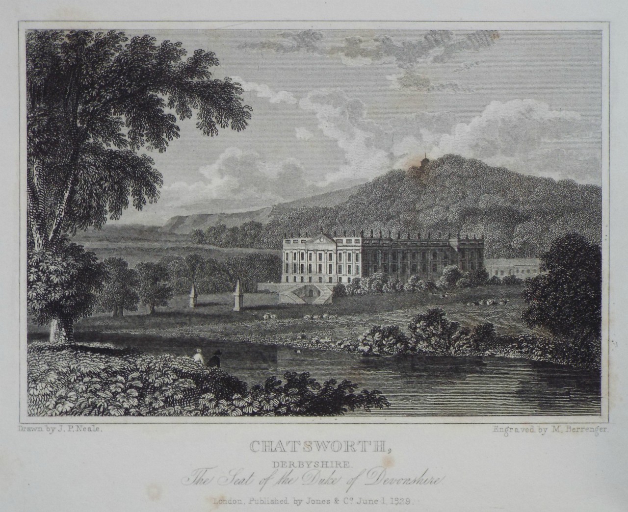 Print - Chatsworth, Derbyshire. The Seat of the Duke of Devonshire. - Berrenger