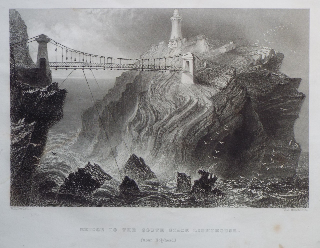 Print - Bridge to the South Stack Lighthouse. (near Holyhead.) - Hinchcliffe