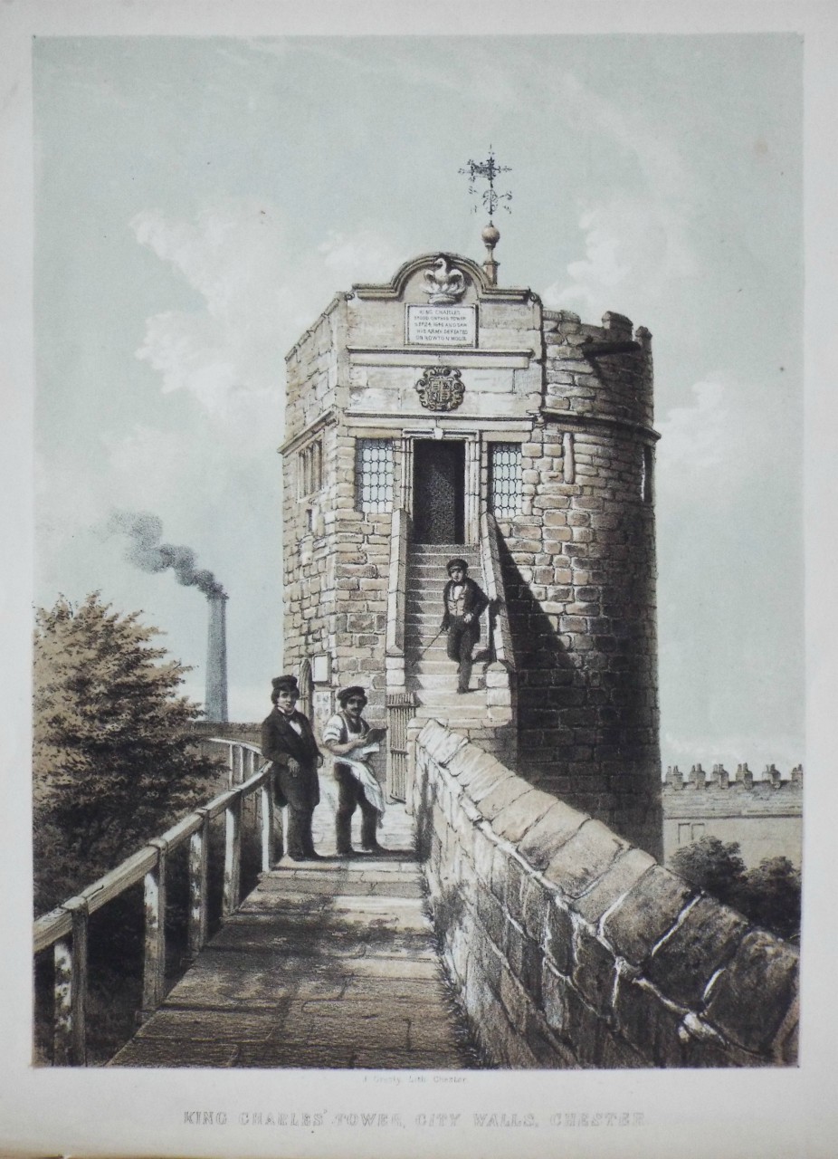 Lithograph - King Charles' Tower, City Walls, Chester.