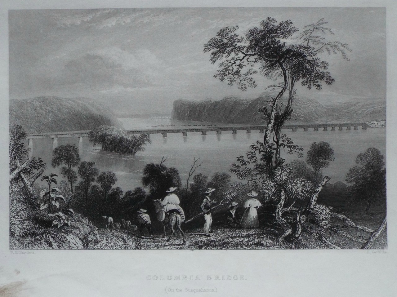 Print - Columbia Bridge. (On the Susquehanna) - Griffiths