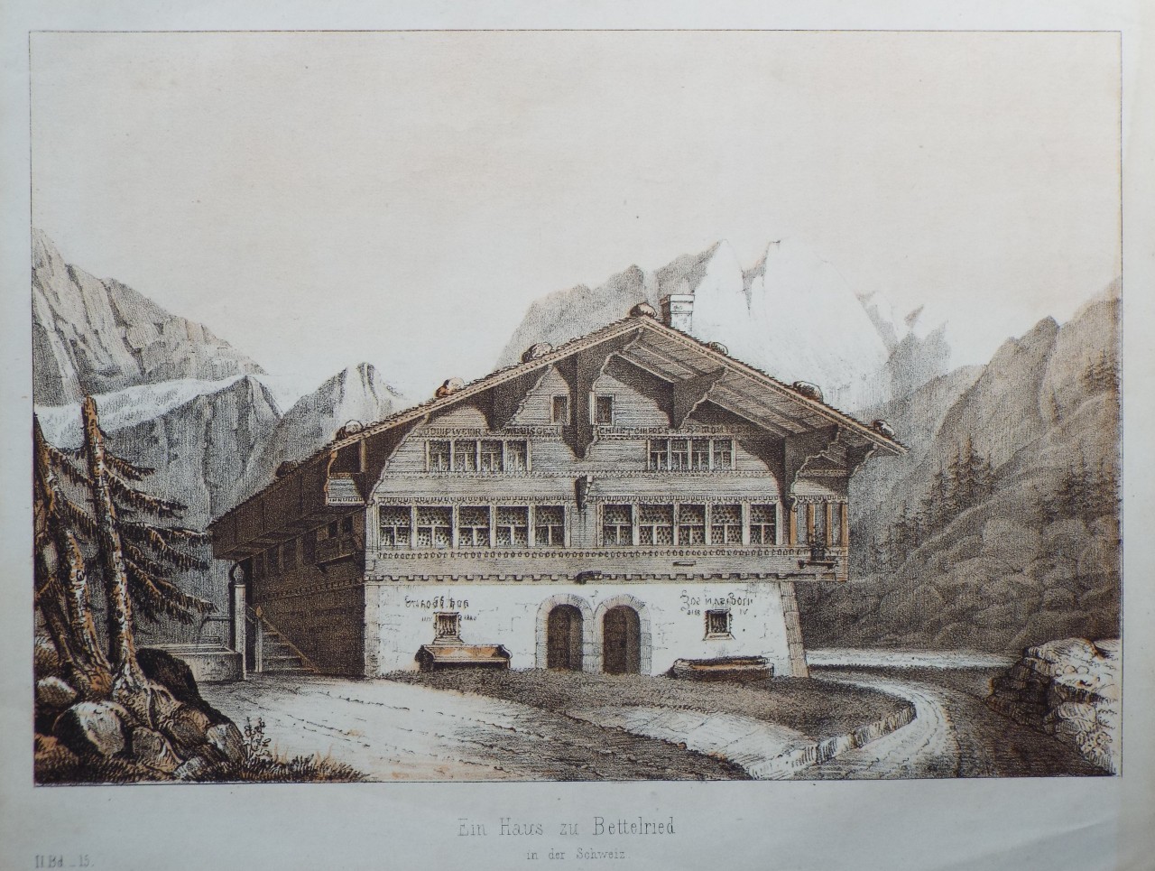 Lithograph - Ein Haus zu Bettefried in der Schweit