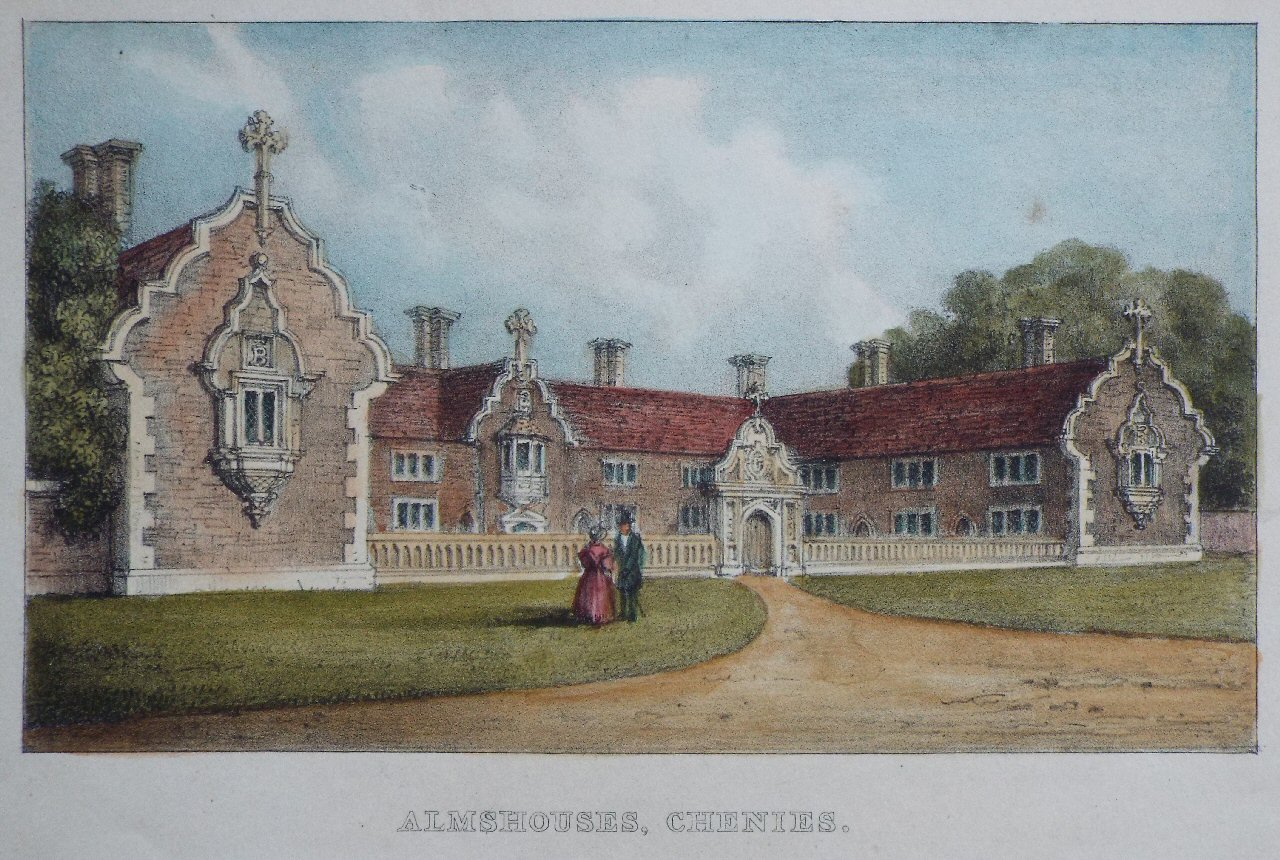 Lithograph - Almshouses, Chenies.