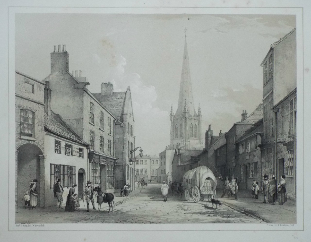 Lithograph - (Wakefield - View from the Lower Part of Northgate) - Bevan