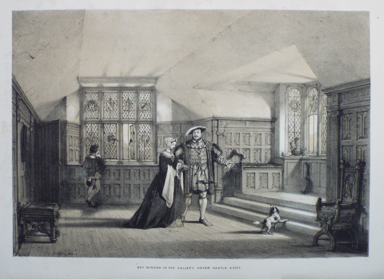 Lithograph - Bay Window in the Gallery, Hever Castle, Kent - Nash