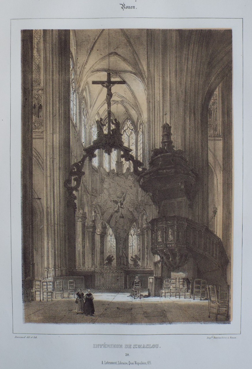 Lithograph - Rouen. Interieure de St. Maclou. - Mansson