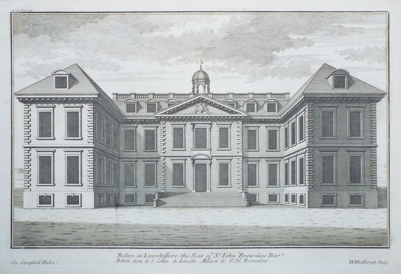 Print - Belton in Lincolnshire, the Seat of Sr. john Brownlow Bart.
Belton dans de l' Comte de Lincoln Maison de Sr. Jn. Brownlow. - Hulsbergh