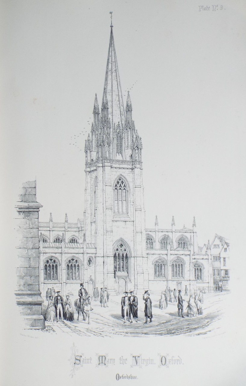 Lithograph - Saint Mary the Virgin, Oxford, Oxfordshire.